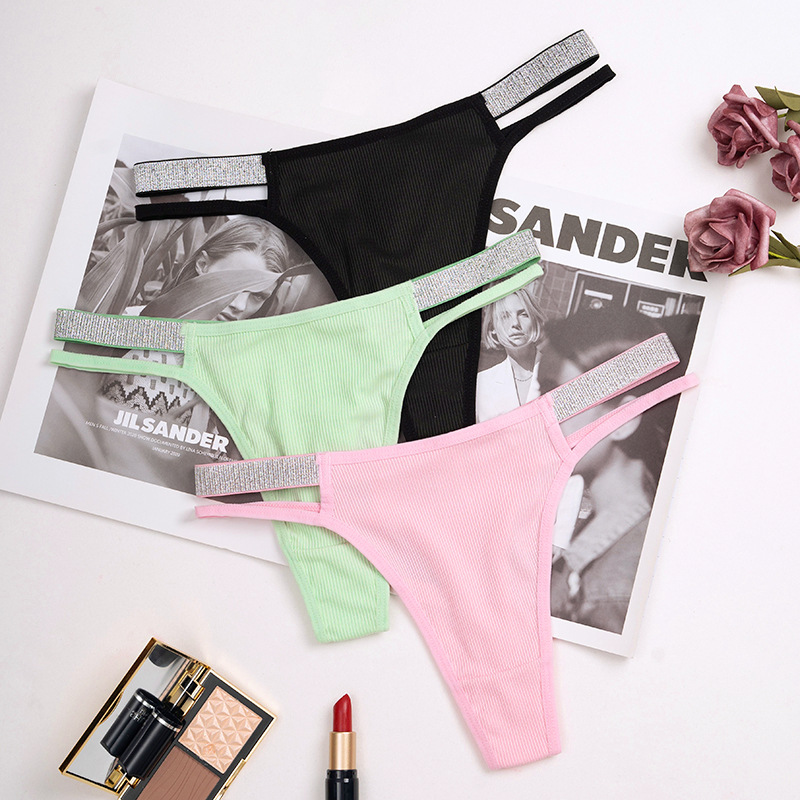 Olivia's Night women's underwear in European and American sizes - new sexy silver ribbon low-waist thread thin cross-border underwear for women in multiple colors