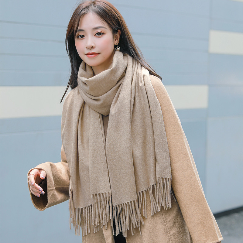 Women's Winter Senior Sense 2024 New Solid Color Scarf With Men's Shawl Autumn-Winter Imitation Cashmere Scarf Specification drawing