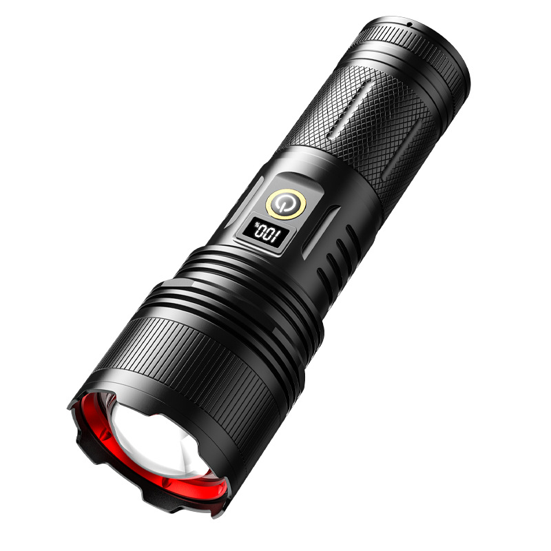 White laser telescopic zoom battery level display flashlight USB charging strong light flashlight 50-watt flashlight Item Picture