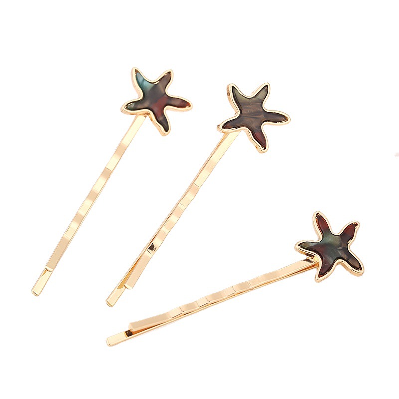 Korean Version Of New Hairpin Starfish Shell Jewelry A Word Clip Edge Clip Alloy Top Clip Taobao Source Manufacturers Wholesale Item Picture