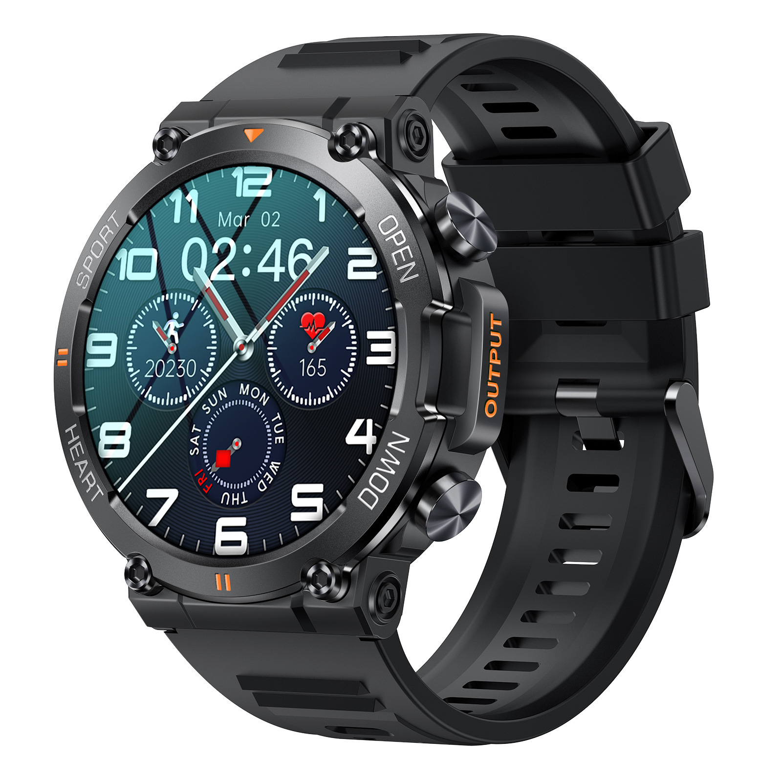 The new K56PRO three-proof smartwatch features music, calls, weather, blood pressure, blood oxygen, and a heart rate of 1.39 inches Item Picture