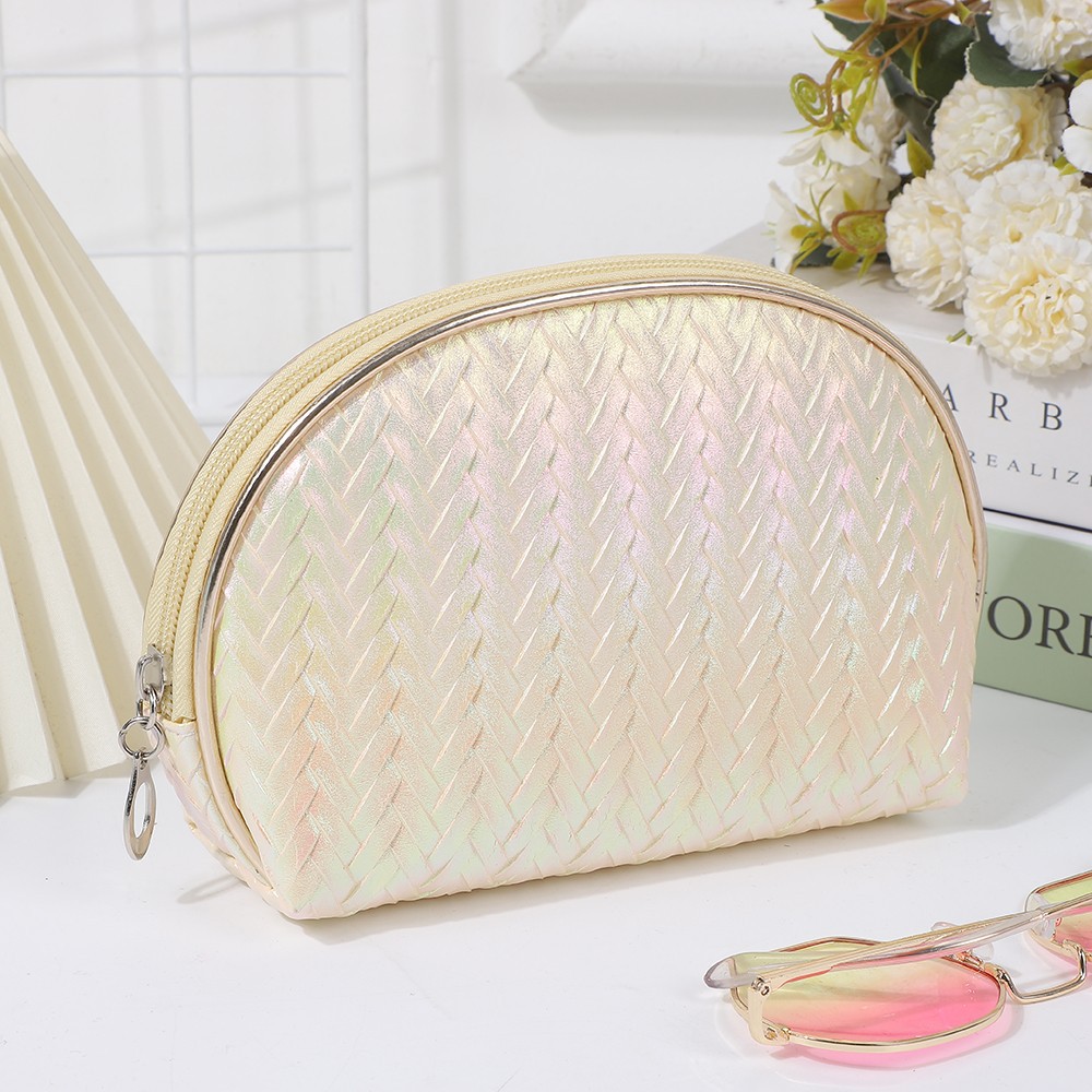 Cross-border laser woven pattern cosmetic bag, fashionable shell bag, daily necessities storage bag, travel portable lady's handbag Specification image