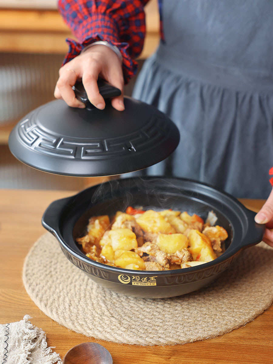 Youdaoplaceholder0 rice noodle braised chicken pot, ceramic shallow pot, dry-simmering 1100 degrees, non-cracking clay pot, stir-frying clay pot Item Picture