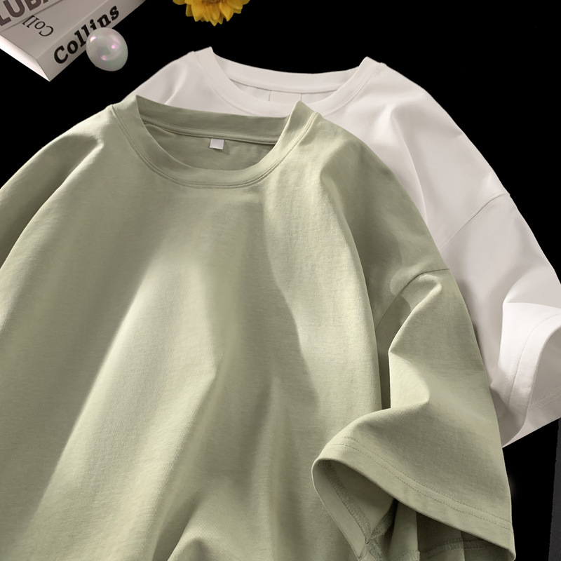 Letter-printed pure cotton heavy-duty short-sleeved T-shirt for men, summer trendy brand ins half-sleeved base layer, Hong Kong-style loose T-shirt Application Scenario