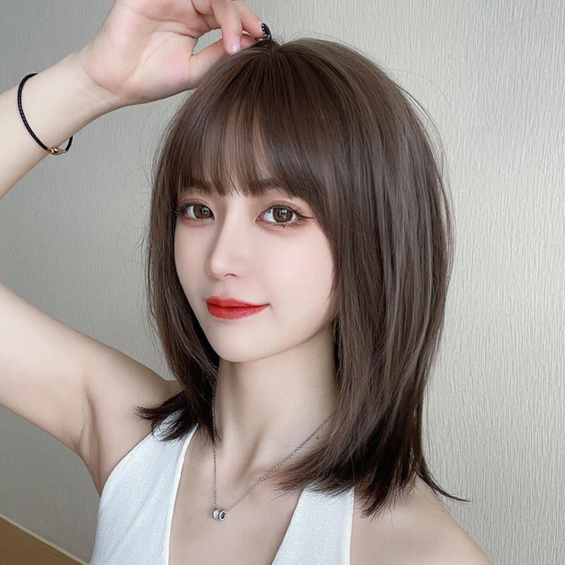 Wig short hair female summer net red long hair Bob full head set hair natural simulation wig set details Picture