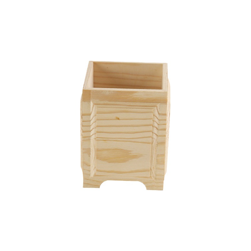 DIY pen holder, pine wood office stationery desktop, pine wood wooden square pen holder storage box, hexagonal solid wood pen holder box Item Picture