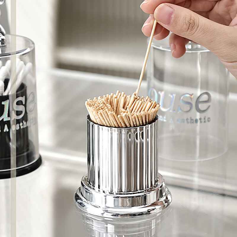 High-appeal internet-famous bear toothpick holder, acrylic toothpick box, creative toothpick holder, household cotton swab and dental floss storage jar details Picture