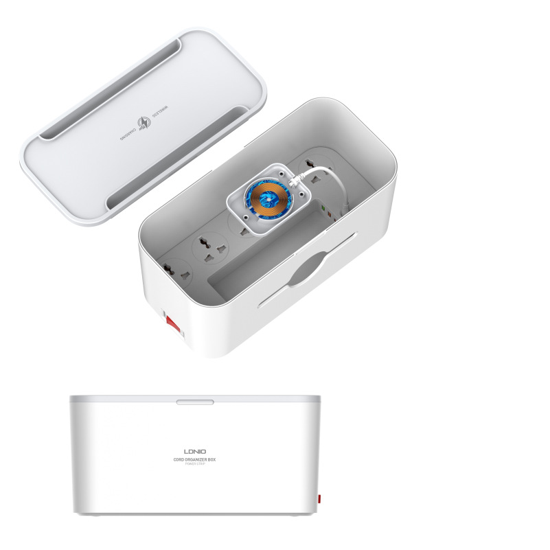 Power strip storage box with Type-C fast charging, wireless charging, power cord, universal socket for Hong Kong and Macao, Lidenuo power strip details Picture