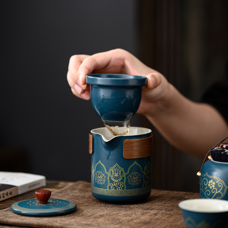 Wholesale of portable kung Fu tea sets for travel, Japanese-style outdoor quick guest cups, and business gifts for festivals Application Scenario
