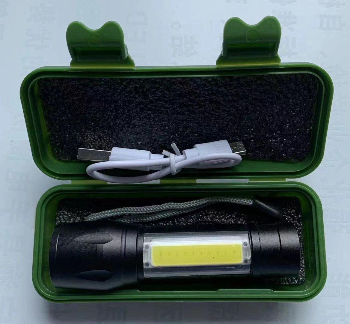 Strong light USB charging telescopic flashlight, aluminum alloy telescopic zoom emergency flashlight, LOGO gift promotion light Specification image