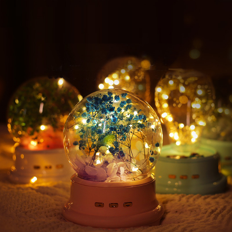 Creative Gift Home Bluetooth Small Speaker Dream Music Atmosphere Light Double Valentine Gift Immortal Flower Stereo Specification drawing