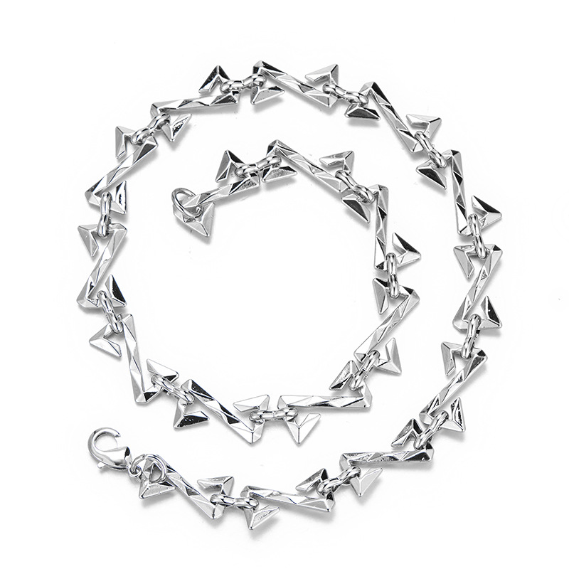 European And American Titanium Steel Geometric Cuban Chain Male High Street Hip Hop Ins Style 11Mm Chain Non-Fade Hip Hop Necklace Generation Hair details Picture