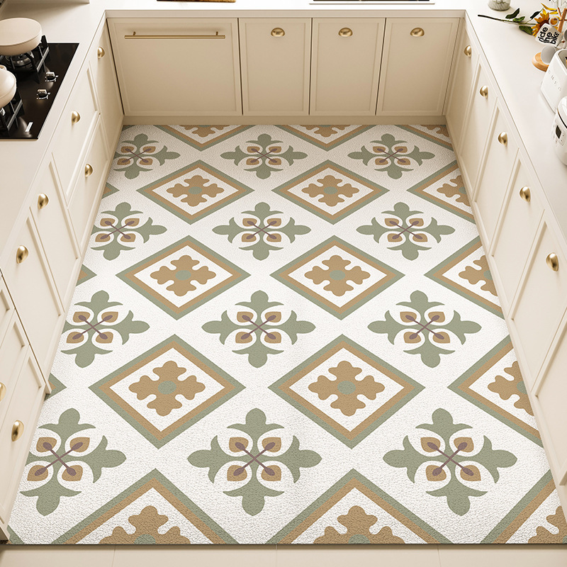 The small and fresh diatom mud floor mat is a waterproof, oil-proof, anti-slip, dirt-resistant, wear-resistant and easy-to-maintain floor mat for the entire kitchen details Picture