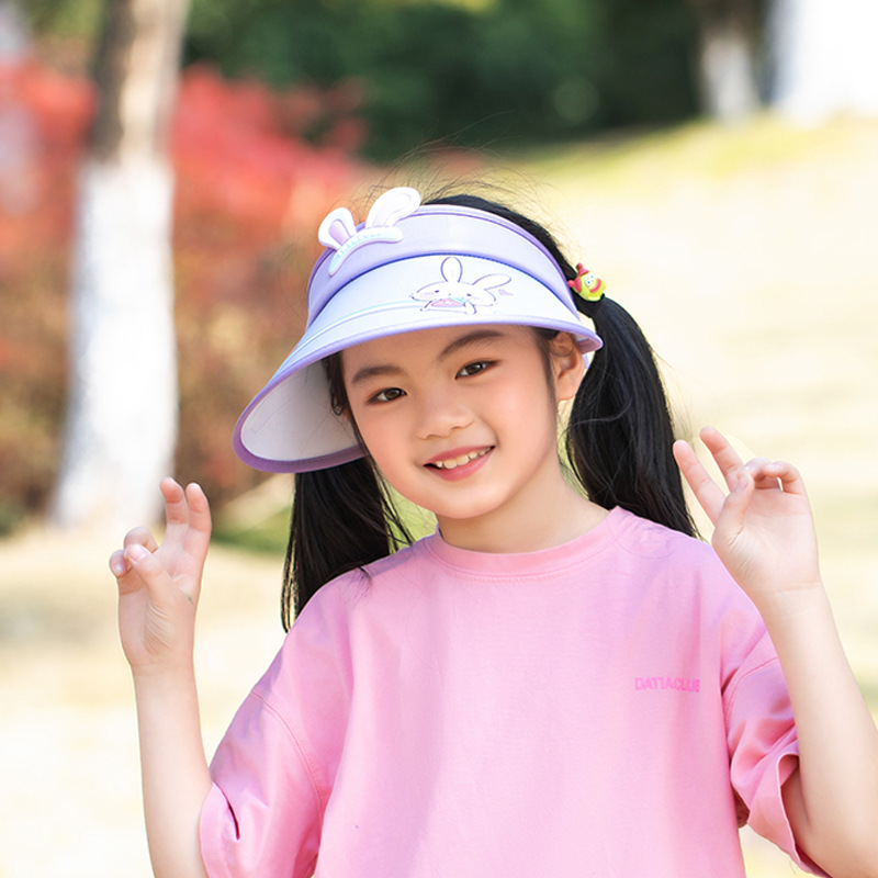 Summer open-top hats for children's outdoor play, sunshade hats, casual and fashionable, cartoon pattern, large brim, full face sun protection