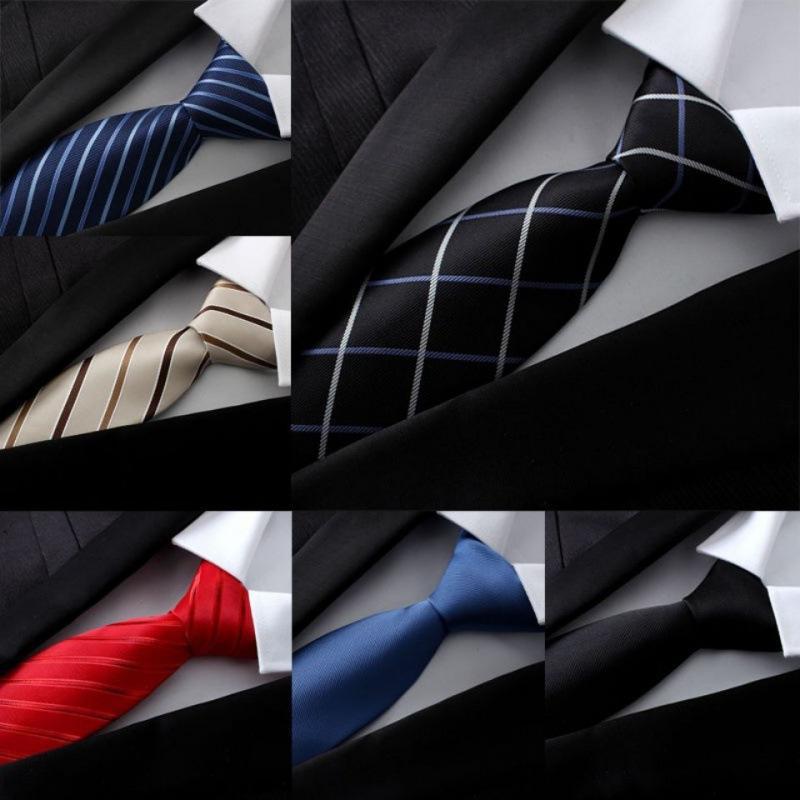 Striped Tie Zipper Female Groom Wedding Blue Fine Black Lazy People Do Not Play An Easy Pull Men's Business Dress Application Scenario