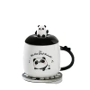 Cute cartoon panda ceramic cup, creative black and white combination, mug with lid spoon milk cup birthday gift Item Picture