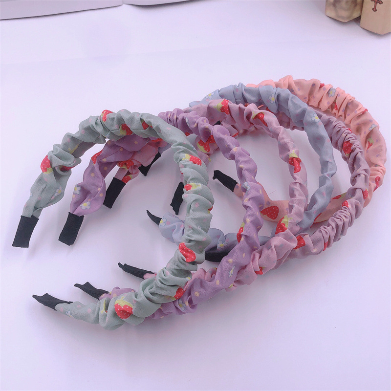 new summer small fresh hair band fold wave wide edge fabric head band haircard 2 yuan shop supply