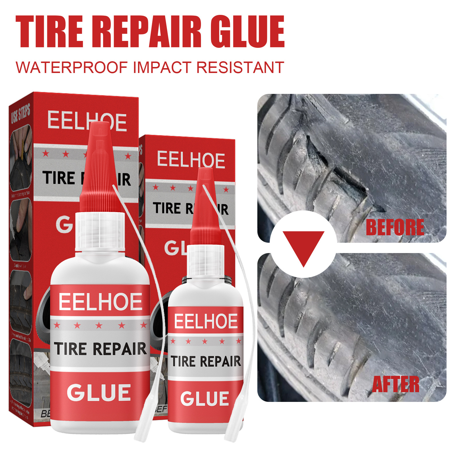 EELHOE 轮胎修护胶水 划痕轮胎侧面软性填充轮胎胶硬伤胶水补裂缝产品图