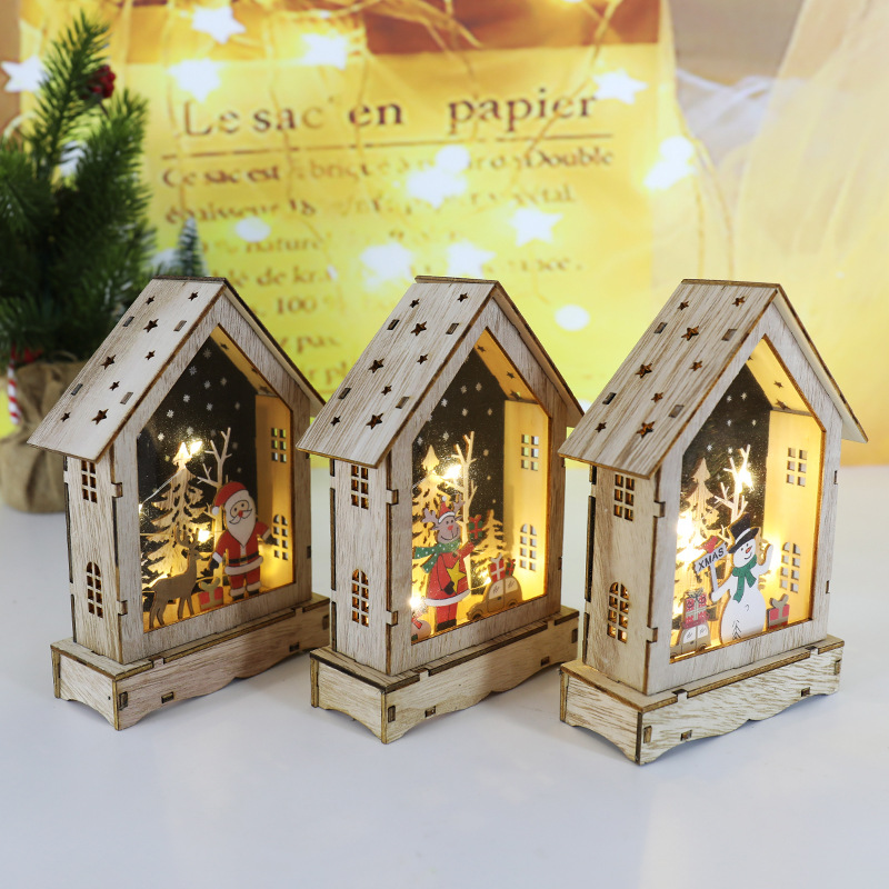 Cross-border new Christmas decorations: Glowing log cabin, Christmas house, creative Christmas gifts, tabletop ornaments Specification image