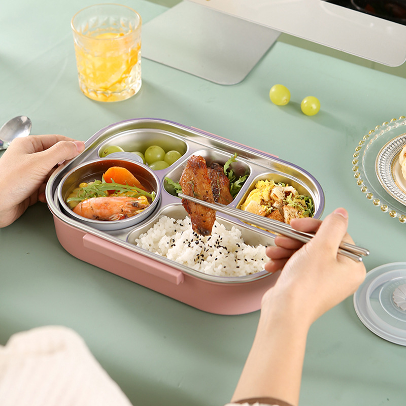 304 Stainless Steel Insulated Lunch Box Rectangular Sealed Divider Bento Box Portable Student Fresh-Keeping Box Light Food Box Application Scenario