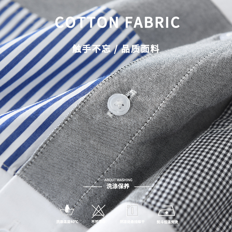 7361 Japanese-style striped long-sleeved shirt for men, Oxford fabric casual and artistic loose top for men, one piece for delivery Specification image
