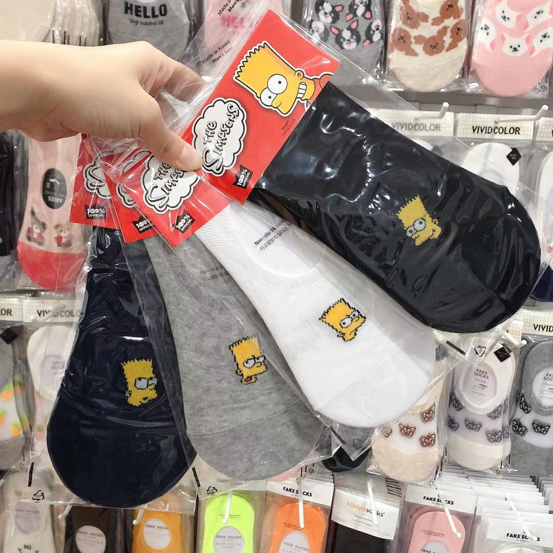 Socks made in Korea Thin section men's low waist shallow mouth cotton socks Dongdaemun anime cartoon men's leisure boat socks socks