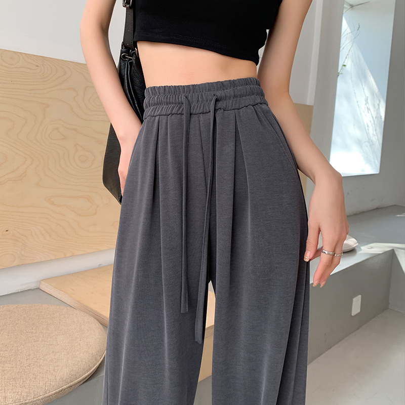 Copper Ammonia Wire Wide Leg Pants Women 2023 Summer Thin Large Size Casual Cool Pants High Waist Straight Tube Ice Silk Sunscreen Pants