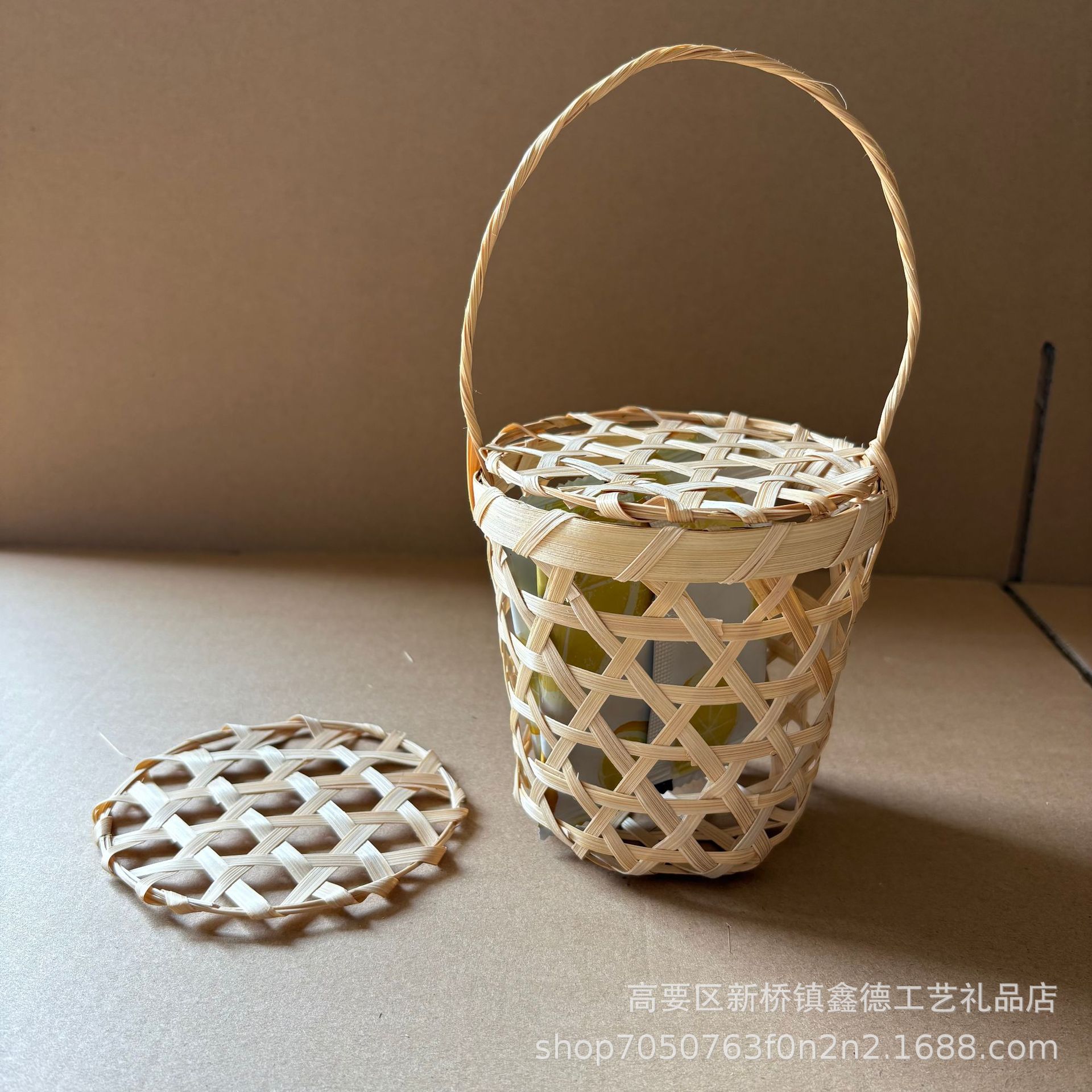 竹编篮子婚礼喜糖盒手工编织高档手提草帽篮筐食品礼品包装篮详情21