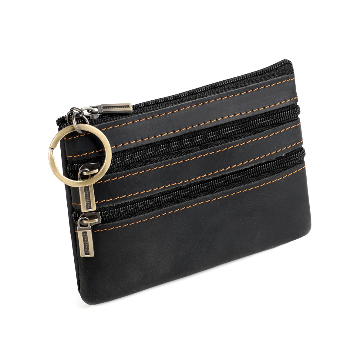 Europe And The United States Retro Crazy Horse Leather Change Baotou Layer Cattle Pickup Bag Men's And Women's Credit Card Sleeve Car Key Bag Leather Item Picture