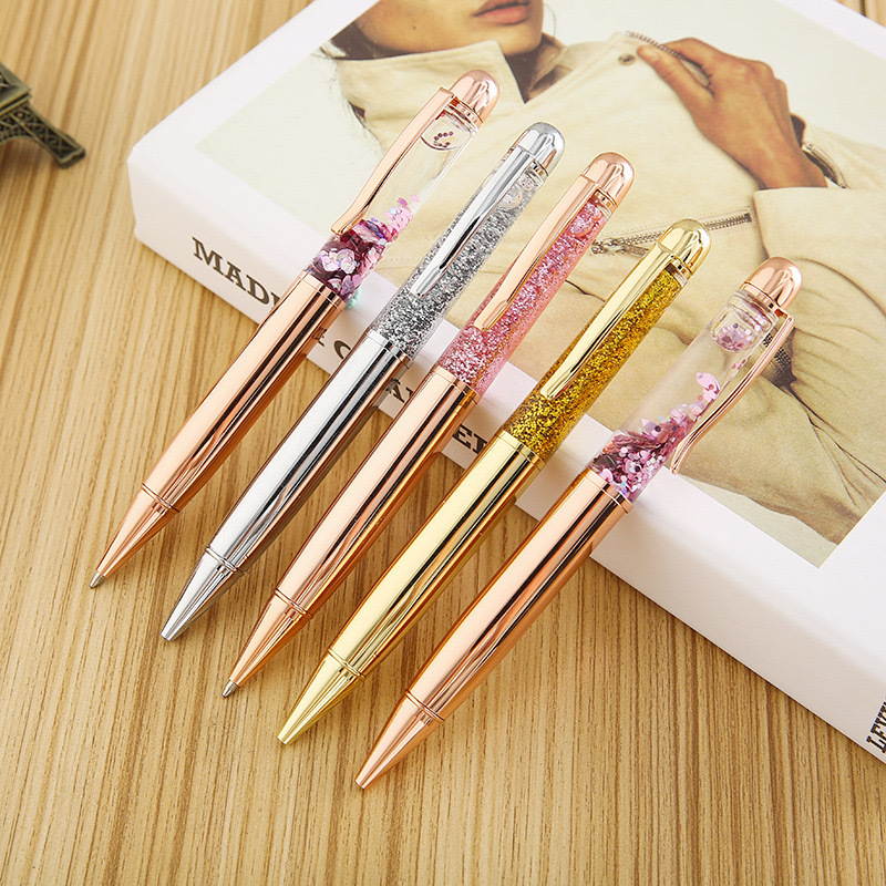 2024 New stationery: Large, plump rose gold ink pen, sand pen, gold chalk, metal ballpoint pen details Picture