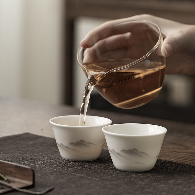 Sheep fat jade travel tea set, outdoor portable tea set, conference and event souvenirs, as a gift for customers Application Scenario