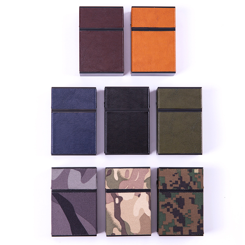 Wholesale Veneered Metal Cigarette Boxes, Personalized And Creative, Aluminum Flip-Top Leather And Leather, Fashionable 20-Cigarette Box Cases For Men Item Picture
