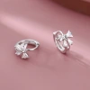 S925 sterling silver needle bow ear loops, a new style of Korean 2023 trendy and sweet girlish heart circle ear loops Specification image