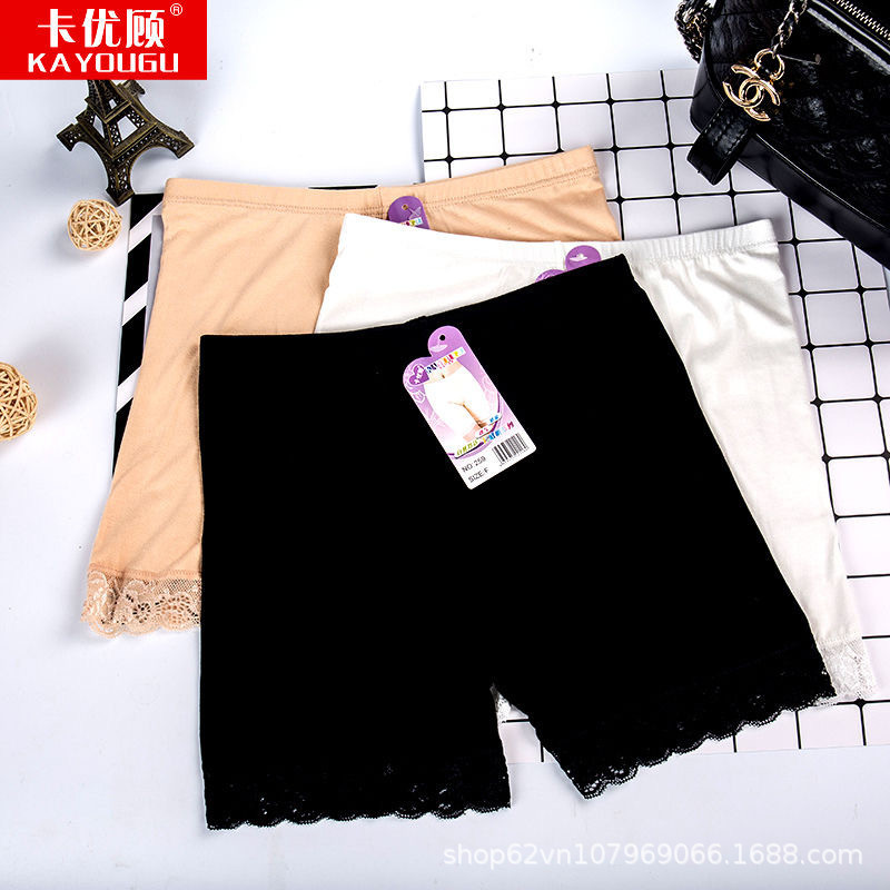 Modal leggings, lace, flat-cut, anti-glare safety pants, plate-size women's lace shorts, mid-waist factory wholesale Item Picture