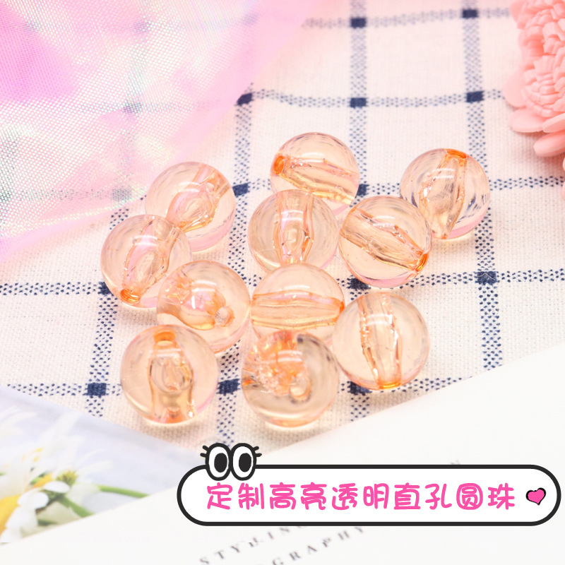Acrylic transparent round beads, crystal imitation beads, smooth loose beads, diy hair bands, phone case beads, accessory manufacturers Specification image