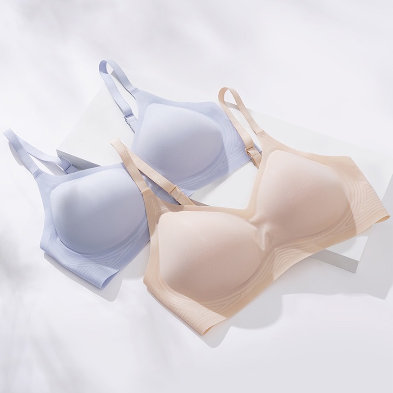 Summer Cool Seamless Underwear Thin Underwire Ultra-Thin Bra Small Chest Push-Up Fixed Cup Ice Silk Breathable Bra Specification drawing