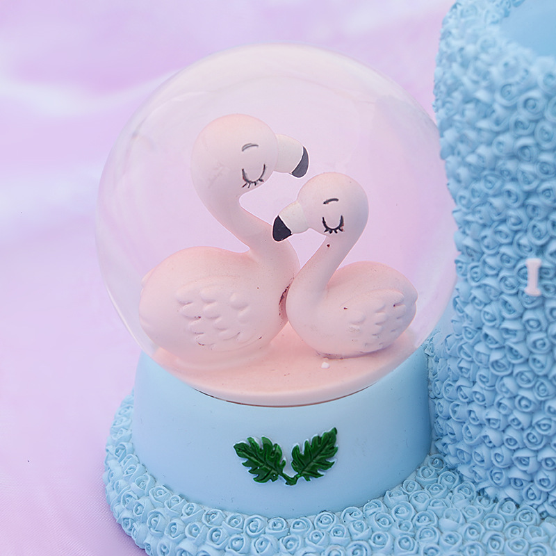 Cartoon Luminous Flamingo Crystal Ball Pen Holder Ins Wind Home Desktop Storage Box Resin Nightlight Decoration Wholesale Application Scenario