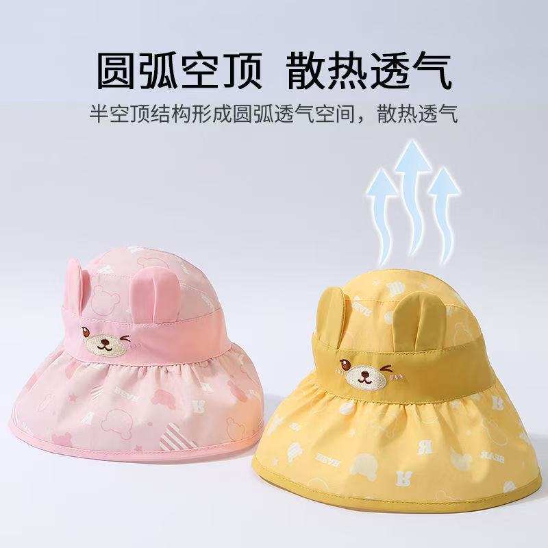 Children's sun protection hats with large brims, UV protection and sun protection hats, summer thin style for boys and girls, empty top baby sun hats Application Scenario