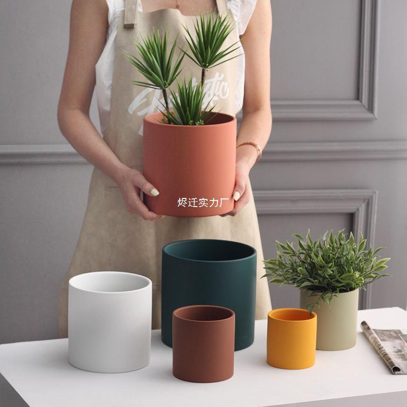 Resin flowerpot ins simple ceramic with tray, large pothos, Phalaenopsis, succulent and personalized potted plant, wholesale one piece Specification image