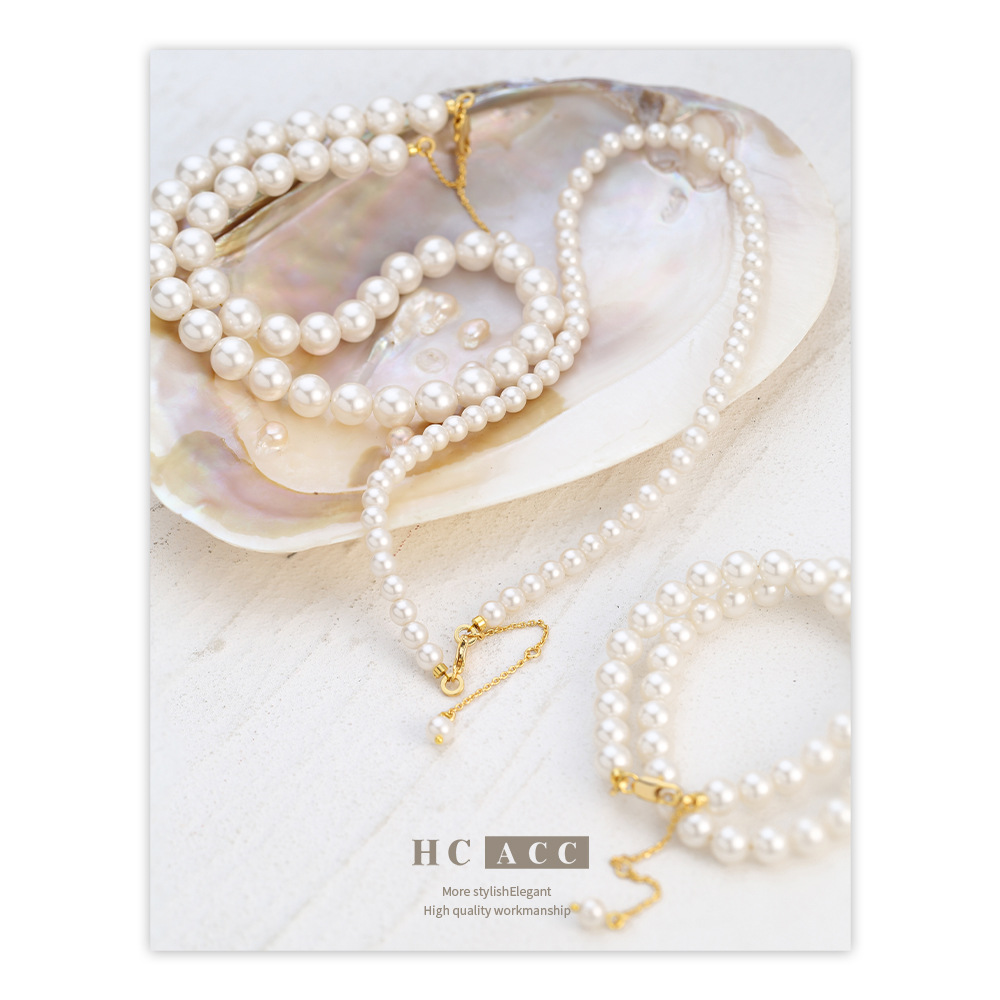 French simple and retro pearl necklace, elegant shell pearl necklace, simple and refined for women, high-end and light luxury pearl women wholesale