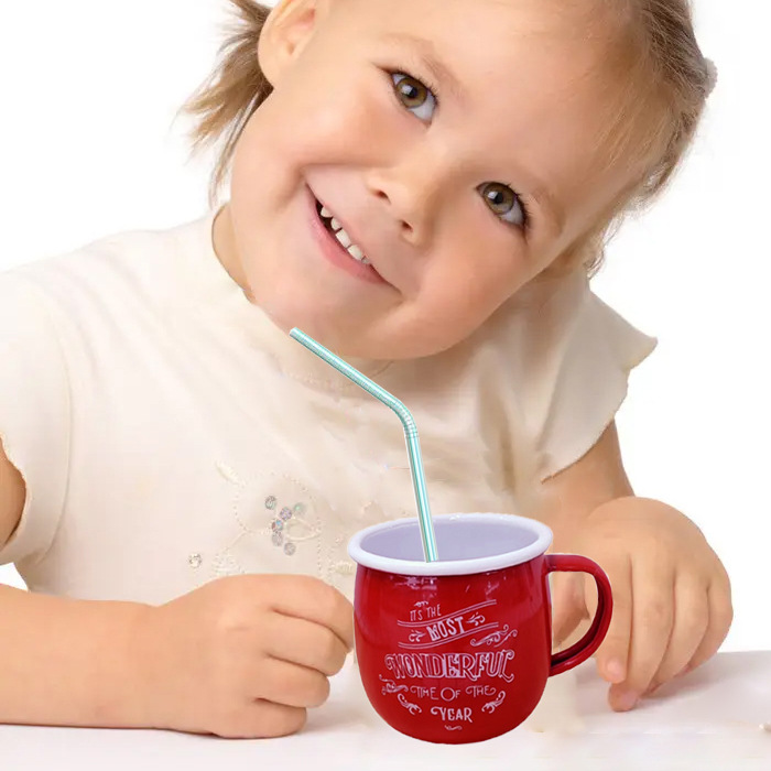 Christmas milk cups, colored enamel cups, high-end festival promotion gifts, creative mugs, enamel cups, factory direct sales Specification image