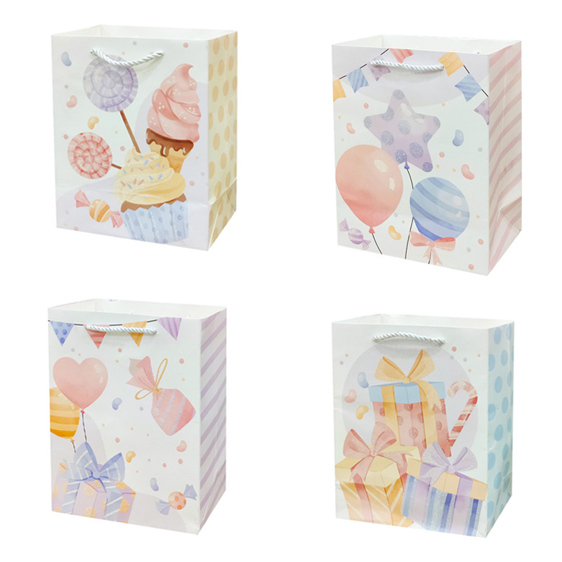 Wholesale of cartoon children's powder gift bags, birthday and festival paper bags, BABY handbags and packaging bags Item Picture