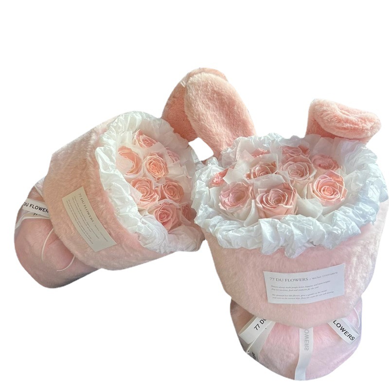 玫瑰花束花小香风兔子香皂花永生花送女友送闺蜜七夕生日礼物国潮详情图5