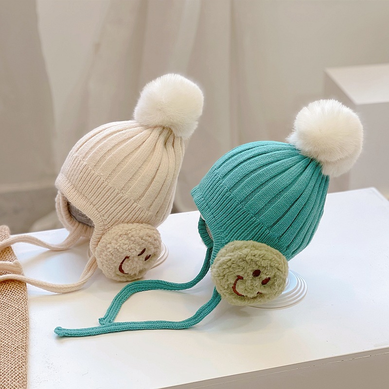 Baby hat winter cute wool cap baby winter ear protection cap children winter pullover cap warm knitted cap
