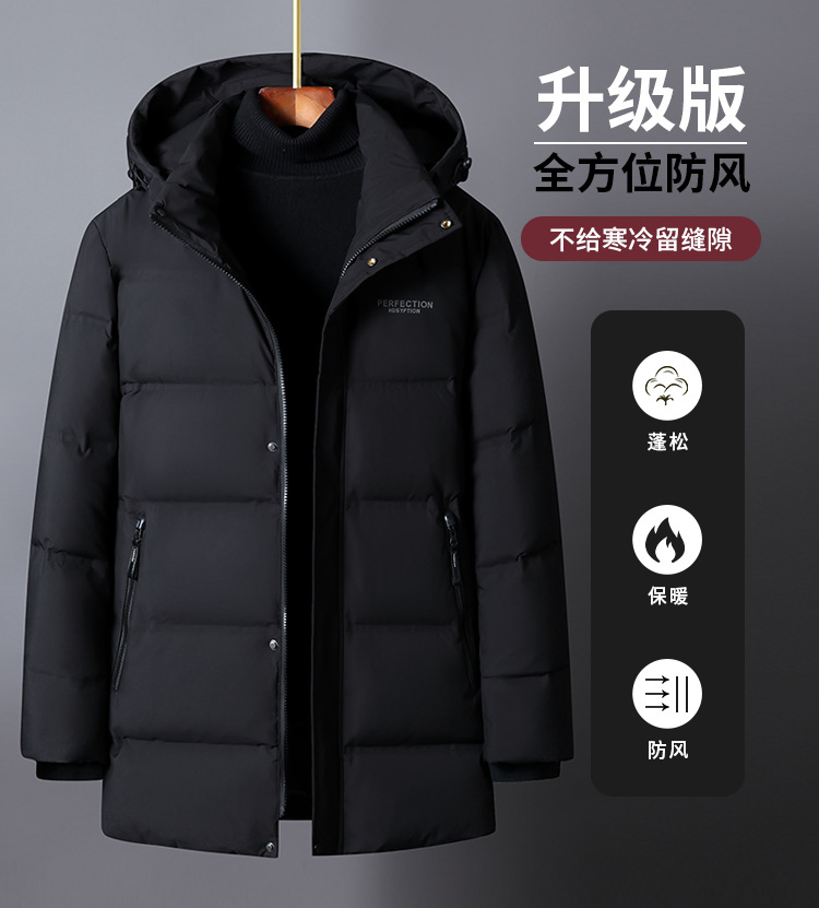 The new winter style of duck down jacket for middle-aged and elderly men, with a detachable cap and thickened white casual coat for dads to keep warm pic 4