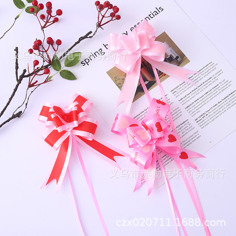 No. 30 Hand Pull Flower Wedding Car Decoration Gift Packaging Pull Flower Florist Famous Wood Bonsai Decorative Pull Flower Ribbon Application Scenario