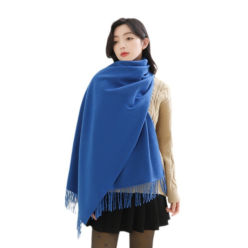 Wool Cashmere Scarf For Girls High-Grade Sense Of Solid Color Scarf With Thick Winter Explosion Imitation Cashmere Scarf Wholesale Item Picture