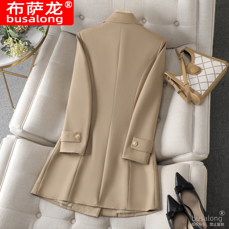 2023 Busaron New Women's Coat Korean Version Of Professional Long Suit Collar Trench Coat Overalls 8620 Application Scenario