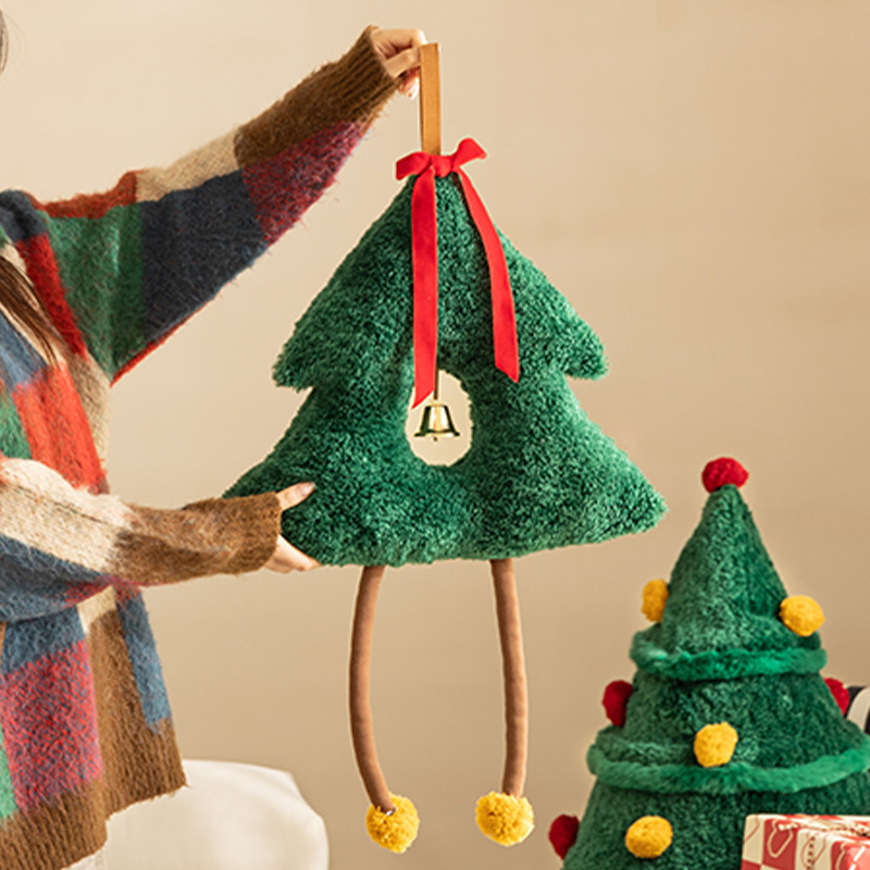 圣诞挂饰毛绒门挂吊铃节日氛围感沙发客厅装饰场景布置圣诞礼物