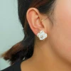 New French retro camellia enamel drop earrings S925 silver needle stud earrings, high-end earrings for women Specification image